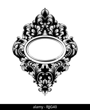 Miroir Baroque impériale vecteur du châssis. Riches ornements complexes de luxe français. Décoration de style victorien Royal Illustration de Vecteur