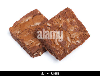 Des délicieuses tartes brownies isolé sur fond blanc Banque D'Images