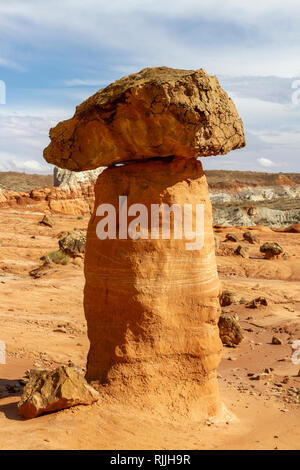 Les Toadstool Hoodoos, une zone de rochers en forme de champignon dans l'équilibre Grand Staircase-Escalante National Monument dans l'Utah, United States. Banque D'Images