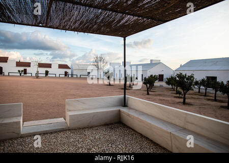 La cour de la ferme médiévale de la Torre de Palma Winery and hotel Banque D'Images