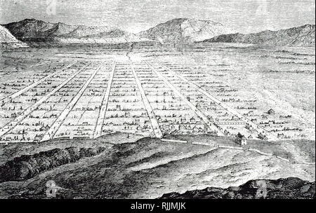 Une gravure représentant un aperçu de Salt Lake City, la ville des Mormons. En date du 19e siècle Banque D'Images