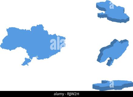 Carte isométrique de l'Ukraine, pays d'illustration vectorielle, isolé sur un fond blanc. Illustration de Vecteur