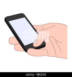 Côté est titulaire d'un smartphone avec un écran vide Illustration de Vecteur