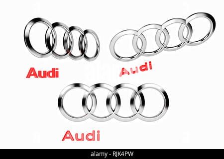 Kiyv, Ukraine - Février 05, 2019 : Le logo d'Audi voiture Banque D'Images