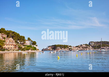 Port de Soller village situé sur la côte ouest de Majorque, Espagne. Banque D'Images