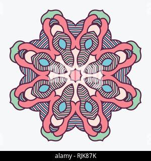 Mandala. Ornement circulaire créative. Motif symétrique ronde. Éléments de décoration vintage. Motif oriental ethnique. Motifs ottomans. Conception de tatouage. Illustration de Vecteur