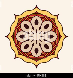 Mandala. Ornement circulaire créative. Motif symétrique ronde. Éléments de décoration vintage. Motif oriental ethnique. Motifs ottomans. Conception de tatouage. Illustration de Vecteur