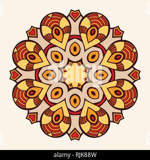 Mandala. Ornement circulaire créative. Motif symétrique ronde. Éléments de décoration vintage. Motif oriental ethnique. Motifs ottomans. Conception de tatouage. Illustration de Vecteur