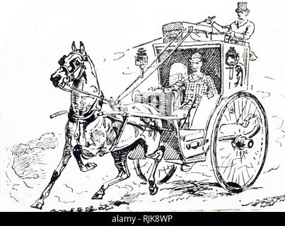 Caricature montrant un chauffeur de car de Hackney. En date du 19e siècle Banque D'Images