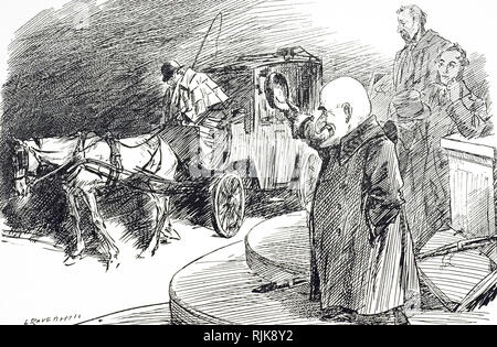 Caricature montrant un chauffeur de car de Hackney. En date du 19e siècle Banque D'Images