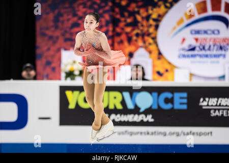 Ann Arbor, Michigan, USA. 25 Jan, 2019. ALYSA LIU participe à ces dames programme court au cours de l'US Figure Skating Championship à Little Caesars Arena, Detroit, Michigan. (Crédit Image : © Scott Hasse/ZUMA Press) Banque D'Images