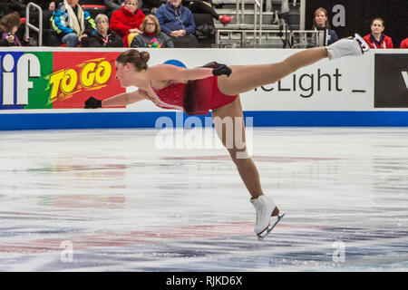 Ann Arbor, Michigan, USA. 25 Jan, 2019. HANNAH MILLER livre concurrence dans les dames programme court au cours de l'US Figure Skating Championship à Little Caesars Arena, Detroit, Michigan. (Crédit Image : © Scott Hasse/ZUMA Press) Banque D'Images