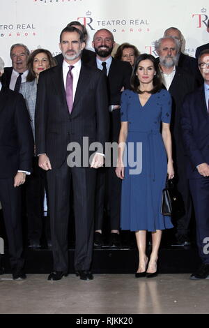Madrid, Espagne. 07Th Feb 2019. Roi d'Espagne Felipe VI et La Reine Letizia Ortiz au cours d'une audition avec la représentation des membres de " Patronato de la Fundacion Teatro Real " dans le ZarzuelaPalace à Madrid le Jeudi, 07 février 2019. Credit : CORDON PRESS/Alamy Live News Banque D'Images