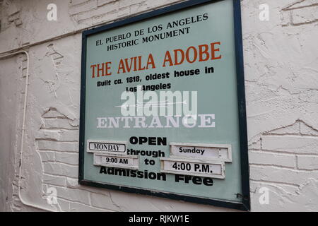 Los Angeles, CA / USA - 2/5/2019 : l'Avila Adobe a été construit en 1818 et est la plus ancienne résidence à Los Angeles Banque D'Images