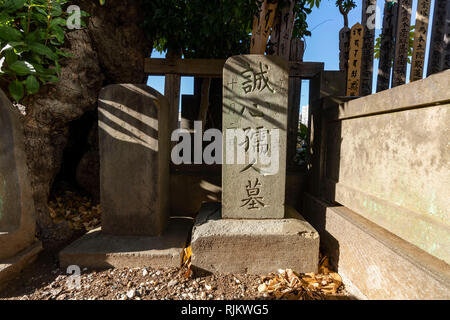 Tombe de Konyo Aoki (1698 - 1769 ), connu sous le nom de temple Ryusenji Meguro Fudo, Meguro-Ku, Tokyo, Japon. Il a répandu la patate douce au Japon. Banque D'Images