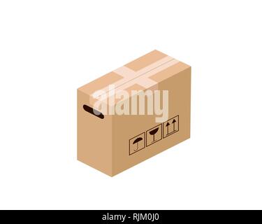 Boîte carton isolé sur fond blanc. Vector illustration Illustration de Vecteur