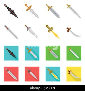 Poignée,magique,ancien,espagnol,privilégiez,verre,combat,decoration,couilles,guerrier viking,,scimitar,ailes,dragon,or,acier,militaires,conquérant,pirate,ruby,pierre,argent,parure,le meurtre,meubles,chevalier,jeu,Chinois,armure,forte,lame,épée,couteau,dague arme,sabre,,cité médiévale,set,icône,,illustration,collection,isolé,design,graphisme,élément vecteur vecteurs,signer , Illustration de Vecteur