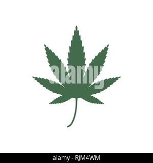 L'icône de la feuille de cannabis, de marijuana. Illustration vectorielle, modèle plat. Illustration de Vecteur