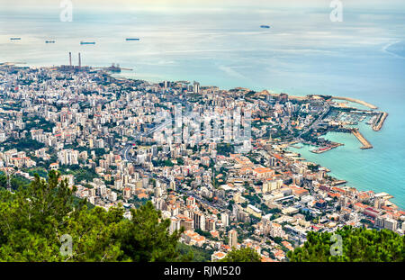 Vue aérienne de Jounieh au Liban Banque D'Images