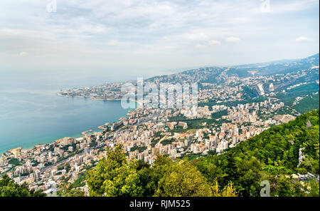 Vue aérienne de Jounieh au Liban Banque D'Images