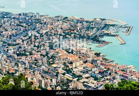 Vue aérienne de Jounieh au Liban Banque D'Images