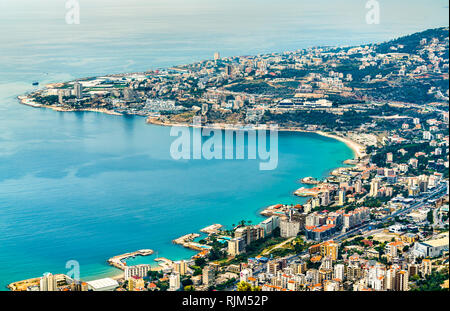 Vue aérienne de Jounieh au Liban Banque D'Images