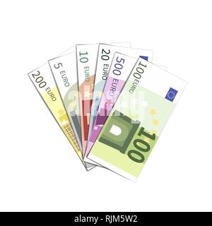 Groupe de différents billets simples isolated on white Illustration de Vecteur