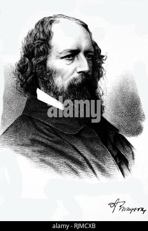 Illustration montrant Alfred Lord Tennyson, poète britannique 1880 Banque D'Images