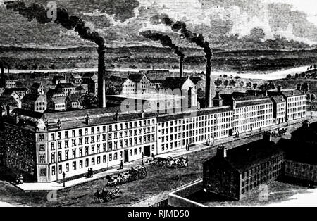 Illustration de l'usine de machines à coudre Singer, Glasgow. De Génie récompensé ou l'histoire de la machine à coudre, à New York, n.d. (Ca 1885) Banque D'Images