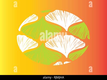Feuilles de ginkgo world vector modèle modèle en vert et bleu palette orange Illustration de Vecteur