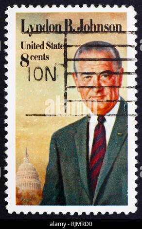 États-unis D'AMÉRIQUE - VERS 1973 : timbre imprimé aux États-Unis d'Amérique indique Lyndon B. Johnson, 36e président, vers 1973 Banque D'Images
