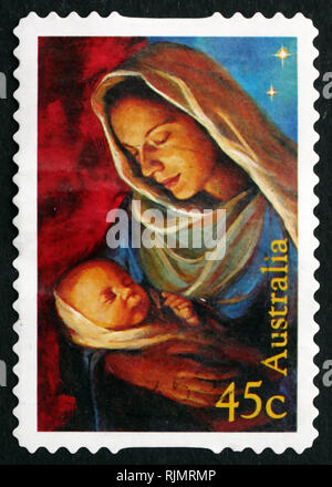 L'AUSTRALIE - circa 2006 : timbre imprimé dans l'Australie illustre vierge et l'enfant, Noël, circa 2006 Banque D'Images