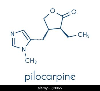 Pilocarpine molécule pharmaceutique. Formule topologique. Illustration de Vecteur