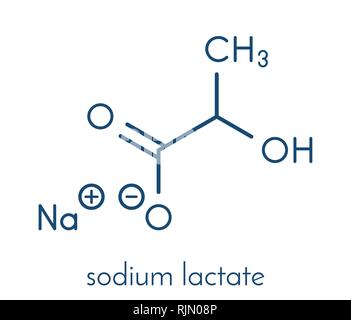 Le lactate de sodium, la structure chimique. Formule topologique. Illustration de Vecteur