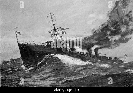 Illustration montrant un destroyer de la Royal Navy E 1908 Banque D'Images