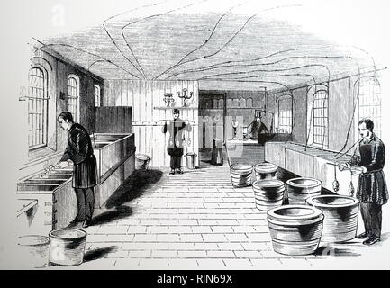 Illustration montrant l'électrodéposition de chambre, les Œuvres de Elkington, Birmingham 1844 Banque D'Images