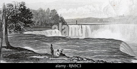 Une gravure représentant un aperçu de Niagara Falls. En date du 19e siècle Banque D'Images