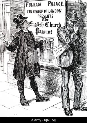 Une caricature politique commentant la censure de parties appliquées par Lord Chamberlain. George Bernard Shaw (1856-1950) n'a pas pu obtenir sa pièce 'la couture des Blanco Posnet" effectuée sur les motifs de son contenu religieux, tandis que l'Église établie d'Angleterre n'avait pas ce genre de problème avec sa dernière production. En date du 19e siècle Banque D'Images