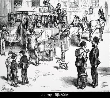 Une gravure représentant un char-a-Banc de sortie l'East End de Londres. Illustré par Frederick Barnard (1846-1896). En date du 19e siècle Banque D'Images