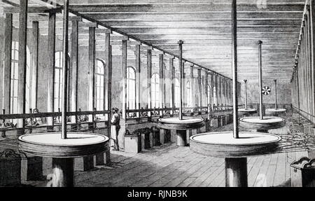 Une gravure représentant l'atelier de polissage à M. Coster's Diamond Works, Amsterdam. En date du 19e siècle Banque D'Images