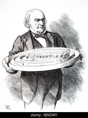 Une caricature représentant William Ewart Gladstone essaie d'obtenir tous les principaux acteurs de la question irlandaise dans le centre de son casse-tête. Illustré par John Tenniel. Banque D'Images