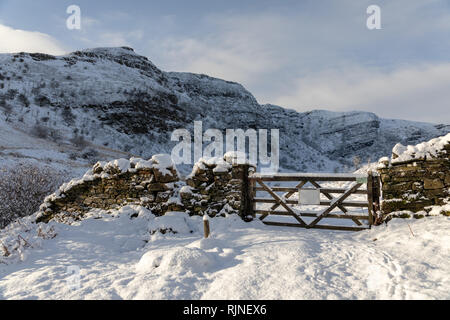 Scènes couvertes de neige dans le parc national de Brecon Beacons, Pays de Galles, Royaume-Uni. Banque D'Images