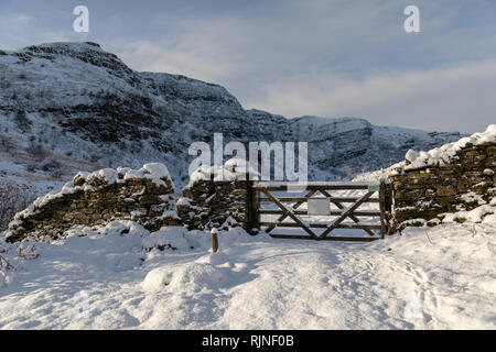 Scènes couvertes de neige dans le parc national de Brecon Beacons, Pays de Galles, Royaume-Uni. Banque D'Images