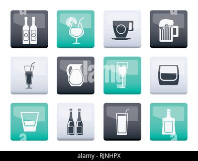 Différents types de verre icônes sur fond couleur - vector icon set Illustration de Vecteur