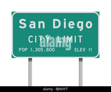 Vector illustration de la limite de la ville de San Diego panneau vert Illustration de Vecteur