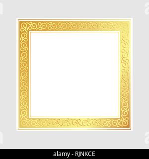 Brillant brillant de luxe vintage frame, carré d'or et de l'espace châssis ornement pour texte, Vector Illustration Illustration de Vecteur