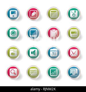 Bureau d'Affaires, finances et sur les icônes de l'arrière-plan de couleur - Vector Icon Set Illustration de Vecteur