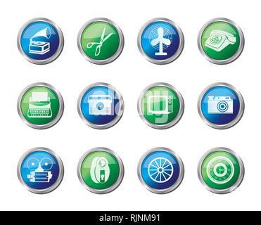 D'affaires et de bureau rétro icônes d'objets sur fond coloré - vector icon set Illustration de Vecteur