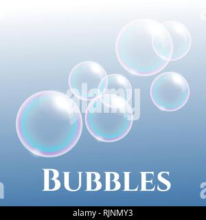 Bulles de savon transparent avec réflexion, vector illustration Illustration de Vecteur