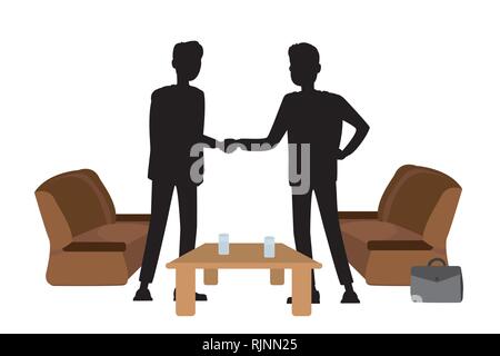 Silhouettes de businessmen shaking hands Illustration de Vecteur